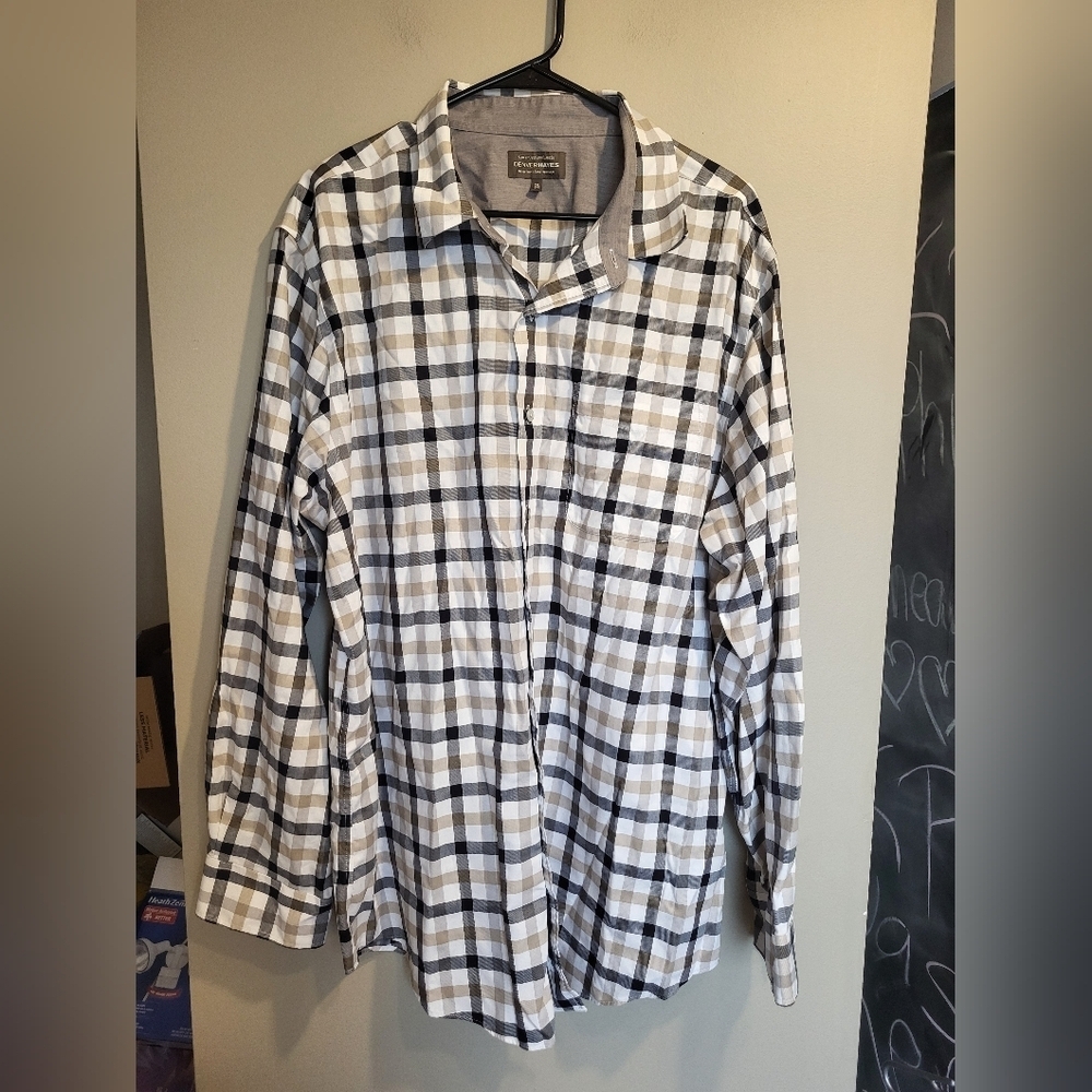 Denver Hayes Gray and Black Plaid Shirt, Size 2XL